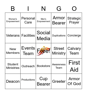 MINISTRY Bingo Card