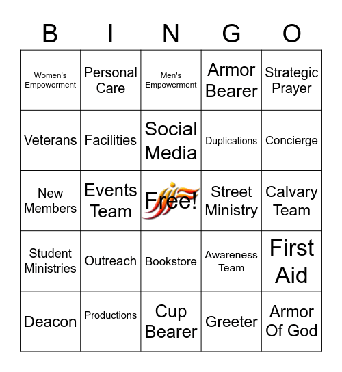 MINISTRY Bingo Card