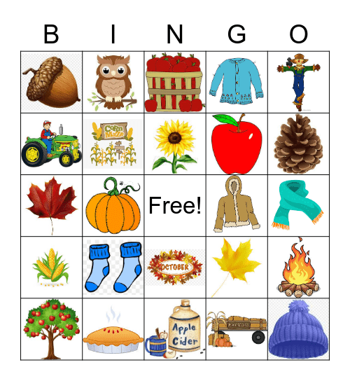 Fall Bingo Card