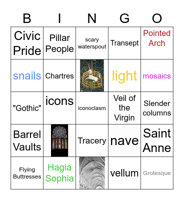 Art of the Middle Ages Bingo Card