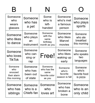 Human Bingo Card