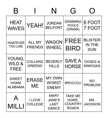 COLLEGE BAR CLASSICS Bingo Card