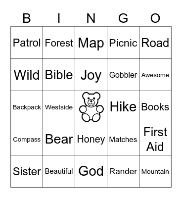 BEAR WEEK BINGO Card