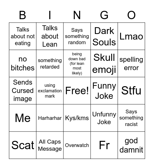 diego Bingo Card