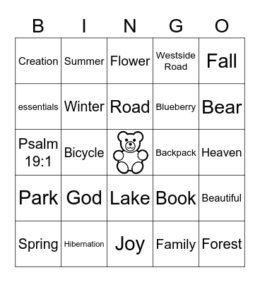 BEAR WEEK BINGO Card