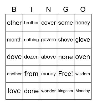 Scribal O Bingo Card