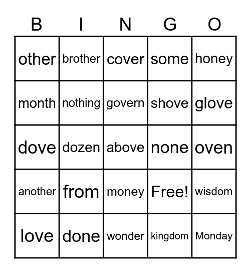 Scribal O Bingo Card