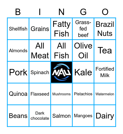 Nutrition Bingo! Bingo Card