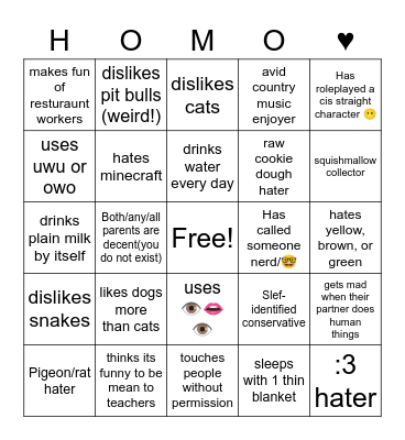 Red flag bingo Card