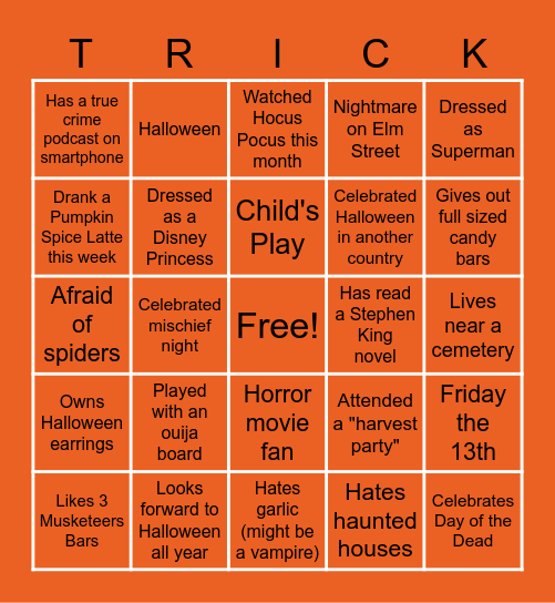 Halloween Team Building Bingo! Bingo Card