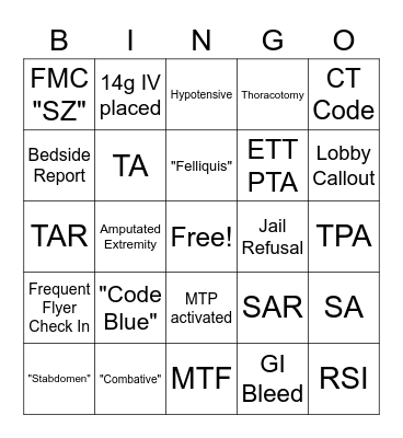 Call Out Bingo Card