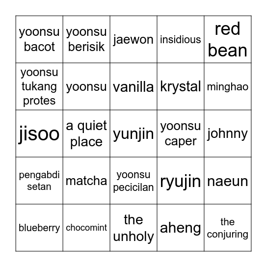 ✨ krystal ✨ Bingo Card