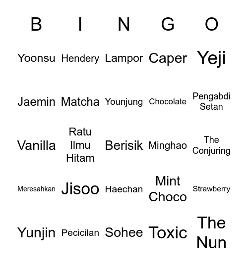 NGKANG Bingo Card