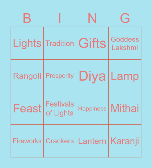 Precise Diwali Bingo Card