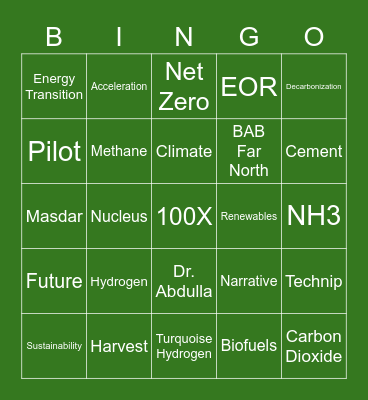 COP28 & Decarbonization WS Bingo Card