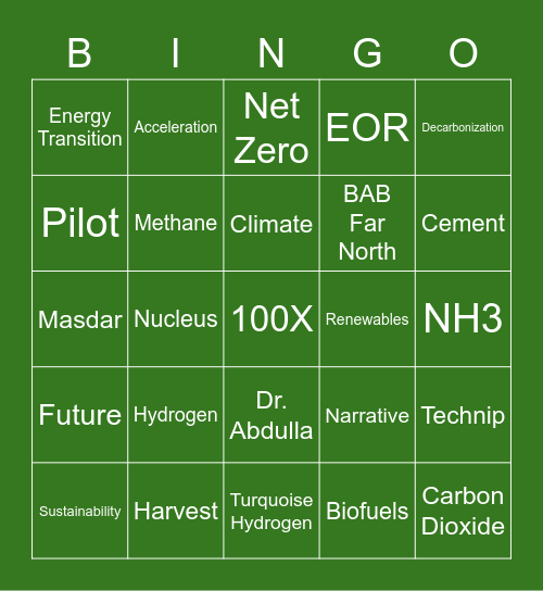 COP28 & Decarbonization WS Bingo Card