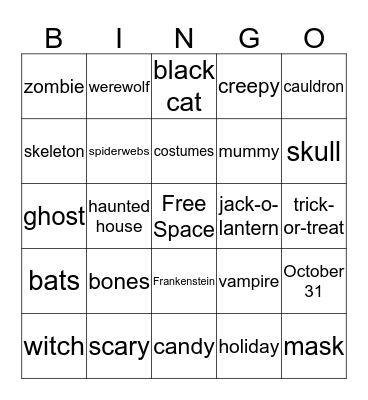 Halloween Bingo Card