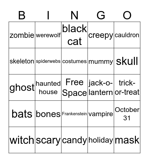 Halloween Bingo Card