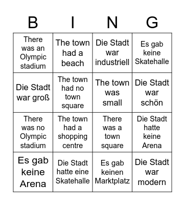 es war, es hatte, es gab Bingo Card