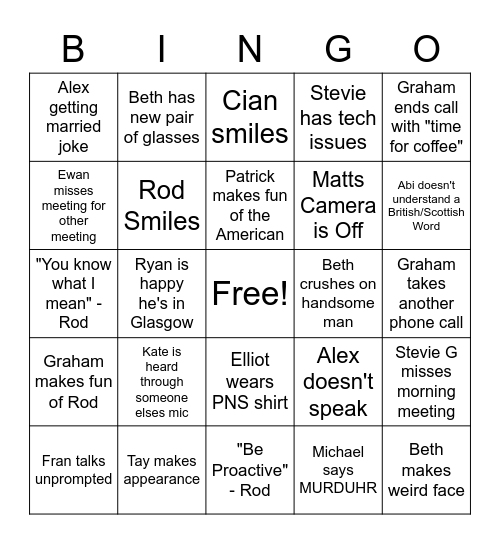 Morning Bingo Call Bingo Card