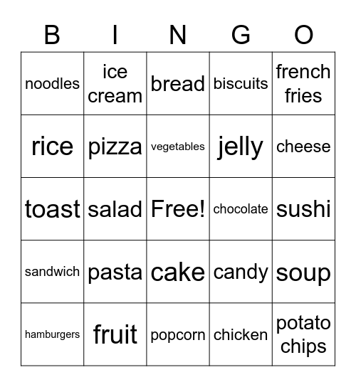 What do you like to eat? Bingo Card