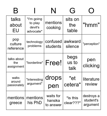workgroup bingo :p Bingo Card
