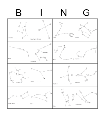 Constellations Bingo Card