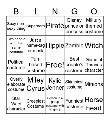 HALLOWEEN COSTUME BINGO! Bingo Card