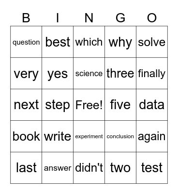 Middle October Spelling and Vocabulary Bingo Card