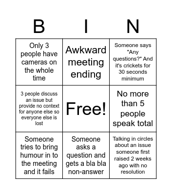 Team bingo Card
