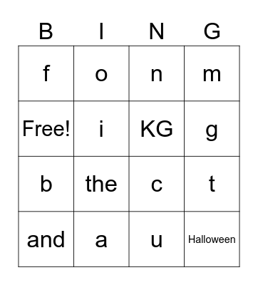 KG BINGO Card