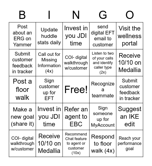 CSR Bingo Card