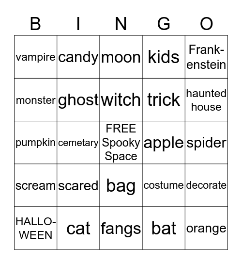 Halloween Bingo Card