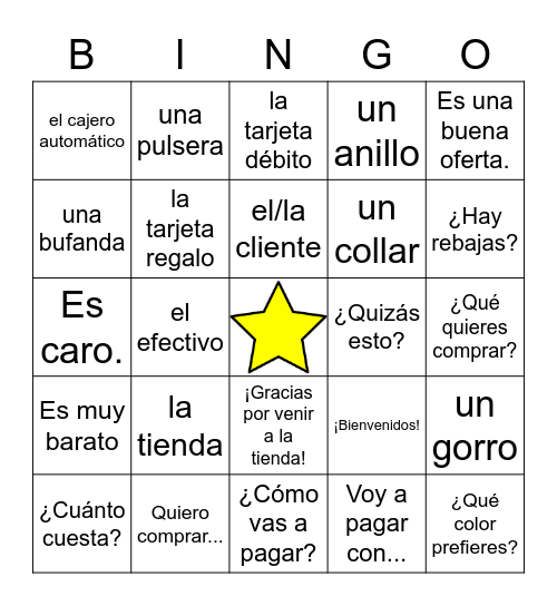 Vamos de compras C Bingo Card