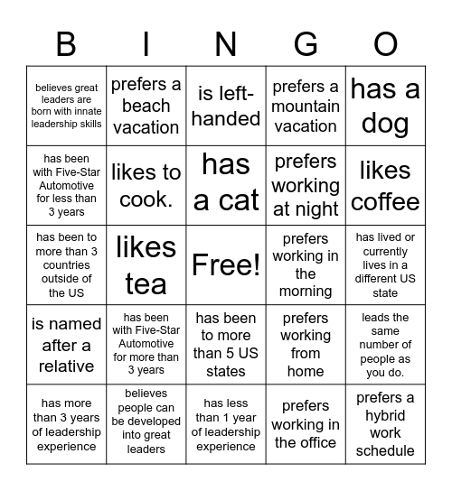 Find someone who... Bingo Card