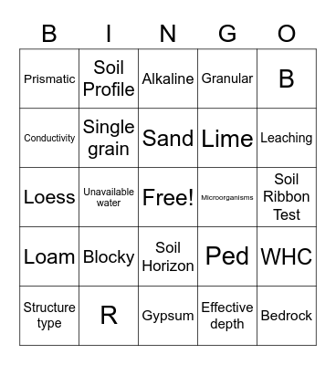 Soil Bingo Card