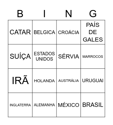 COPA DO MUNDO 2022 Bingo Card
