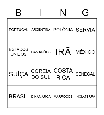 COPA DO MUNDO 2022 Bingo Card