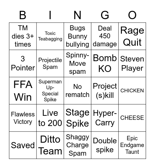 Multiversus Bingo Card