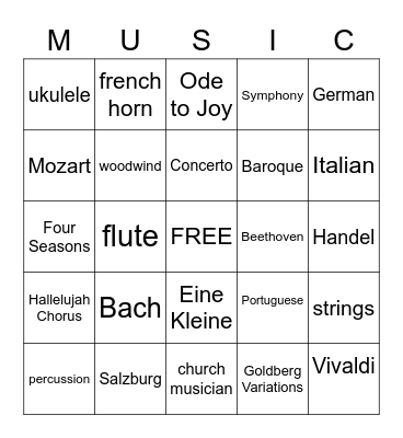 Music BINGO Card