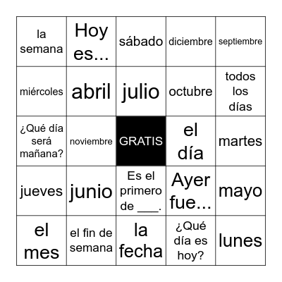El Calendario Bingo Card