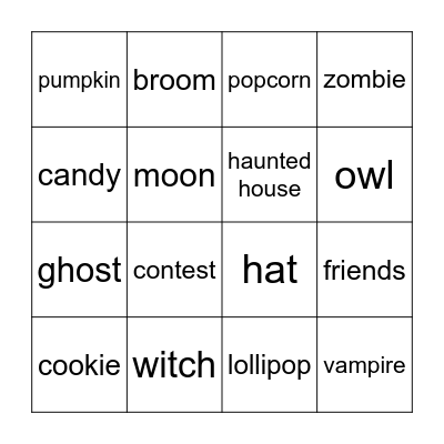 Halloween Bingo Card