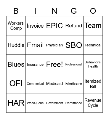 Patient Accounting Week Bingo Card