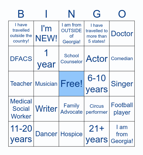 School Social Work Conference Bingo Card