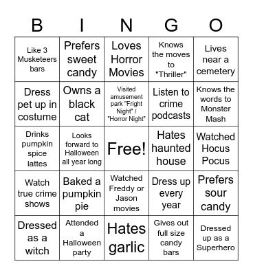 Halloween Bingo Card