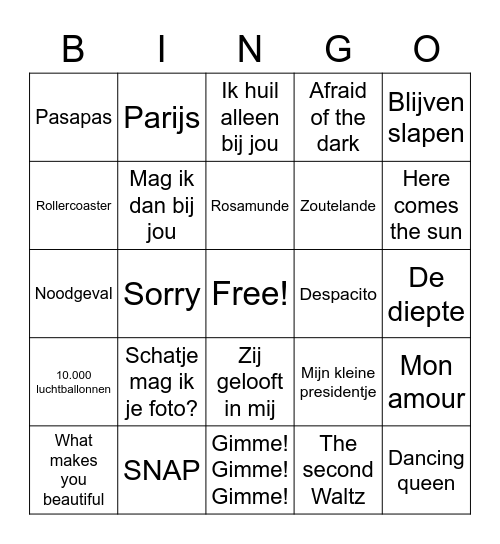Familie Bingo Card