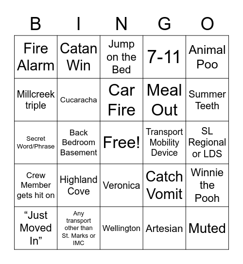 101 Bingo Card