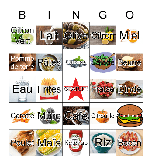 FRENCH FOOD BINGO Card