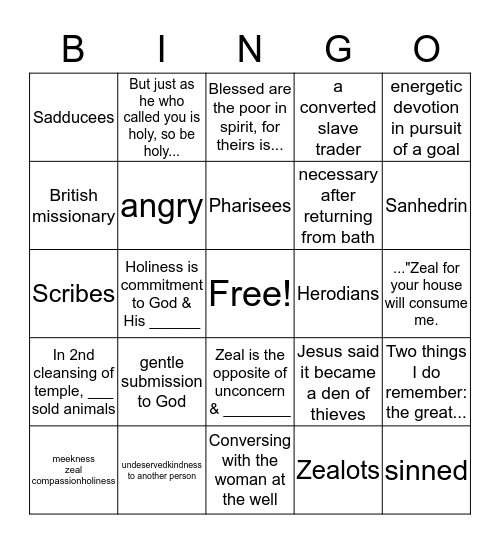 Unit 2 Study Guide Bingo Card