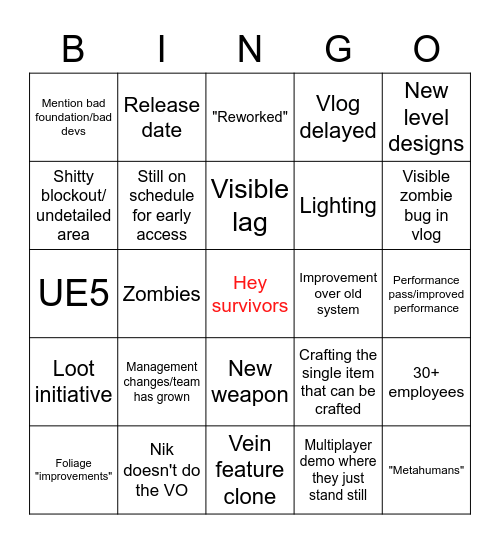 Dead matter vlog 12 Bingo Card